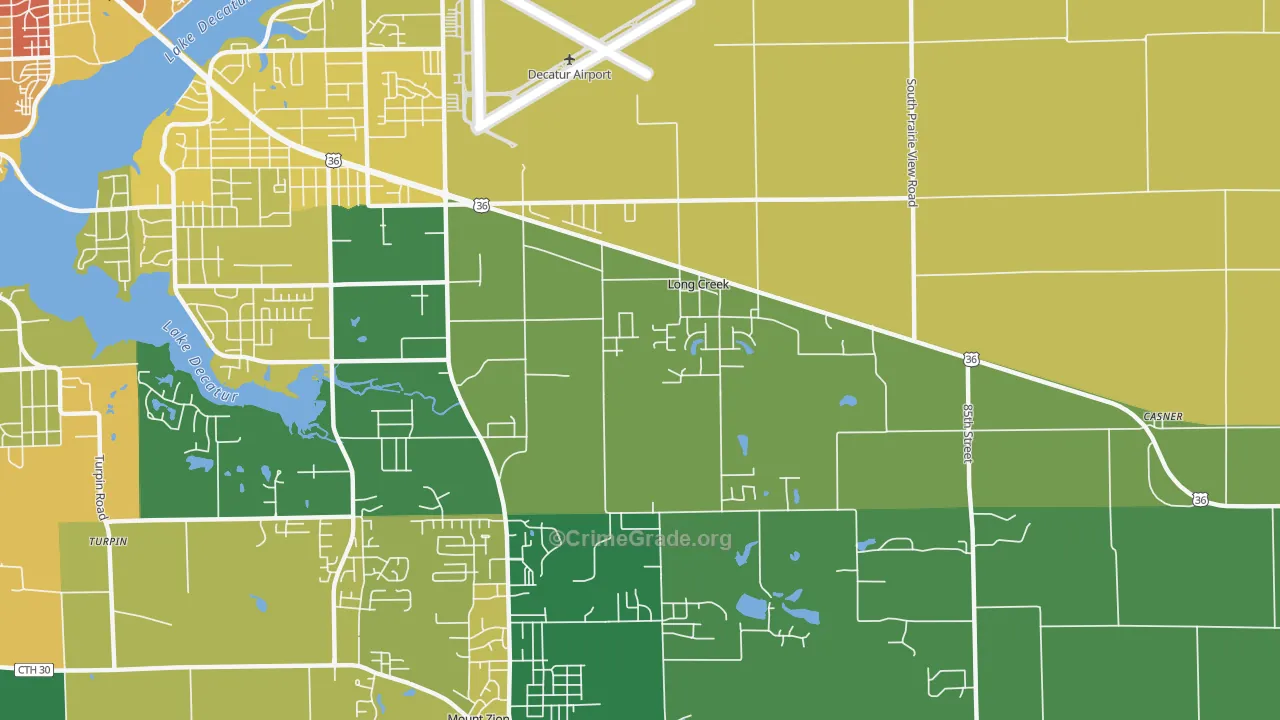 Long Creek, IL Map of Murder Rates