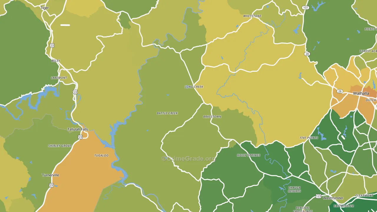 Long Creek, SC Map of Murder Rates