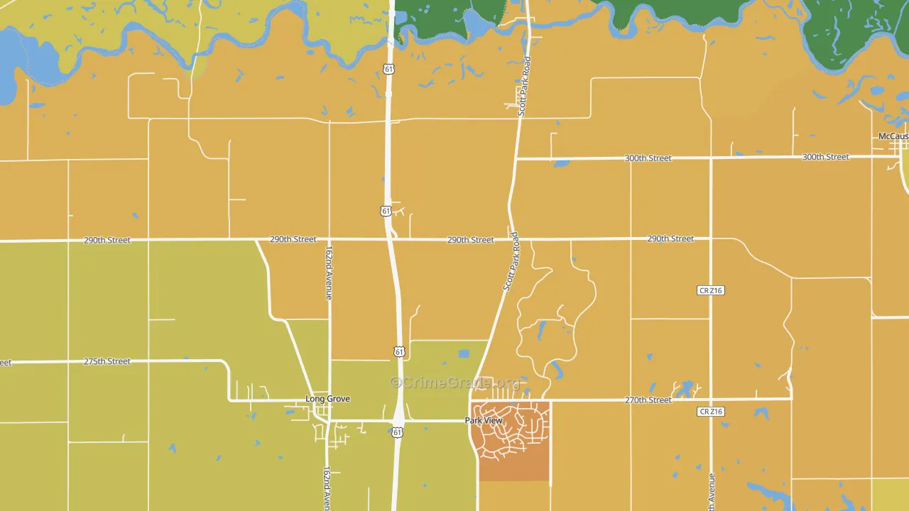 Long Grove, IA Map of Murder Rates