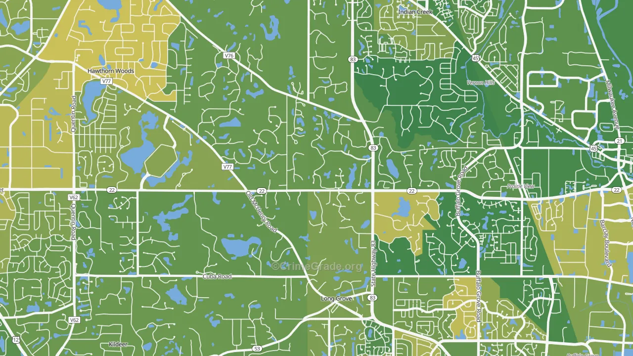 Long Grove, IL Map of Murder Rates