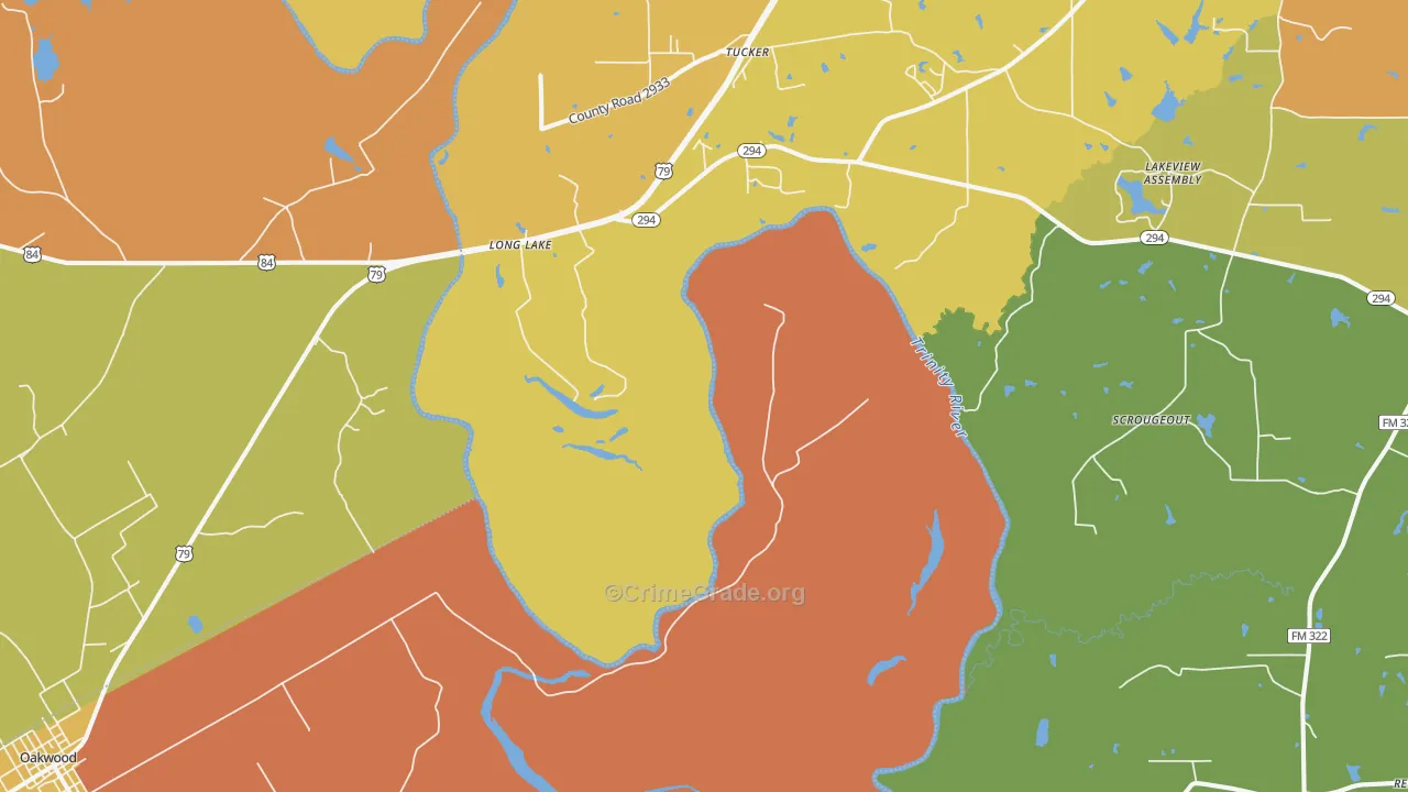 Long Lake, TX Map of Murder Rates