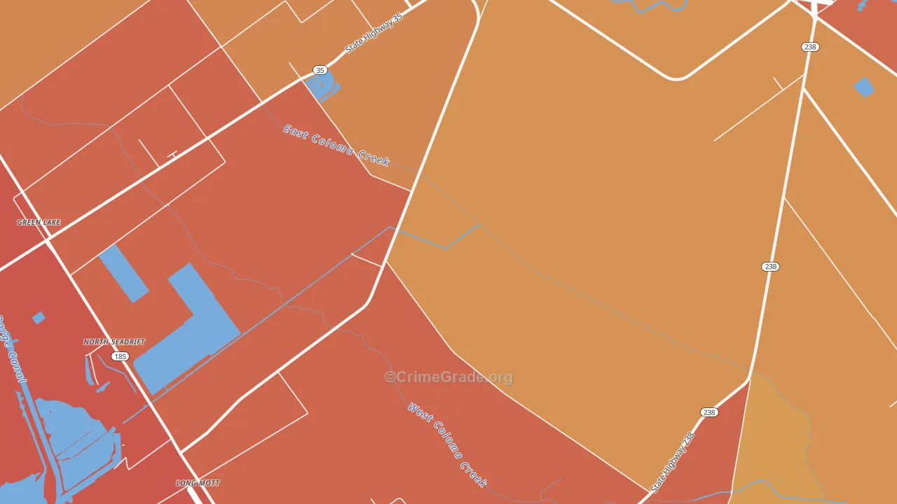 Long Mott, TX Map of Murder Rates