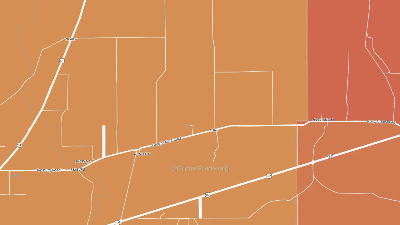 Long, MS Map of Murder Rates