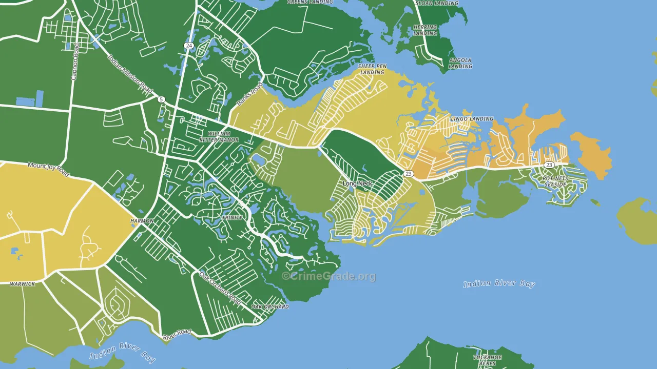 Long Neck, DE Map of Murder Rates