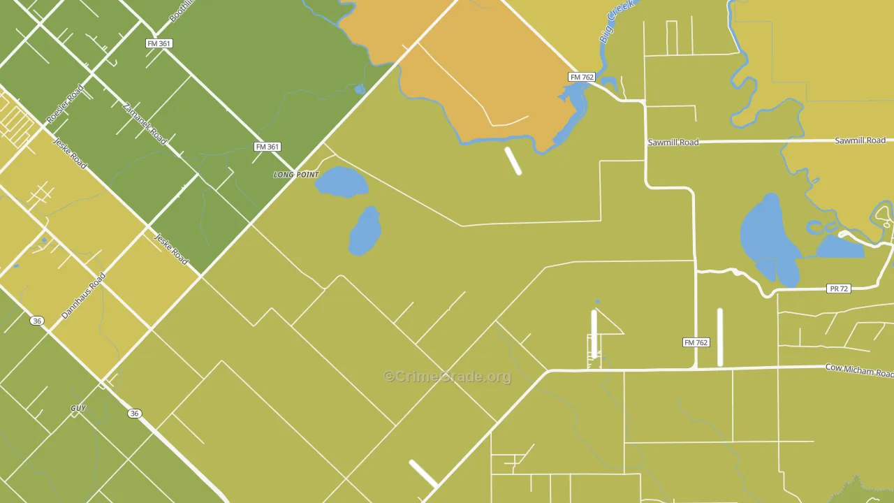 Long Point, TX Map of Murder Rates