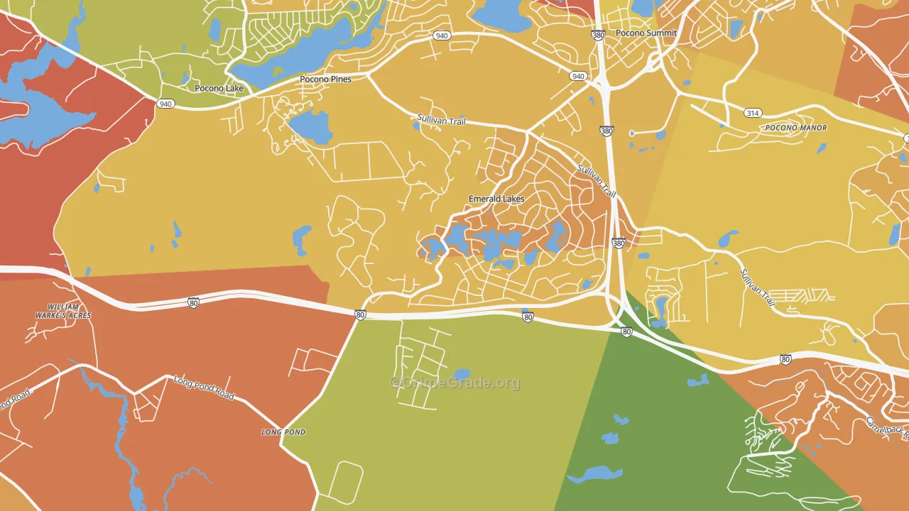 Long Pond, PA Map of Murder Rates