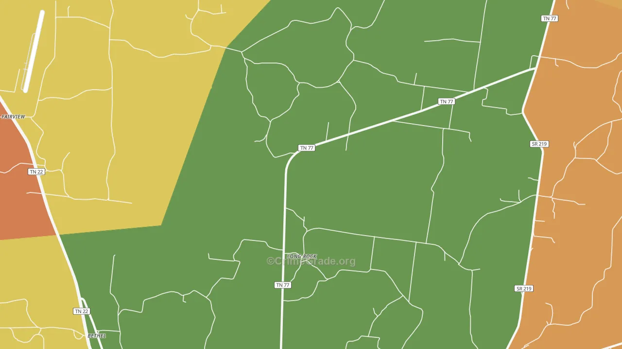 Long Rock, TN Map of Murder Rates
