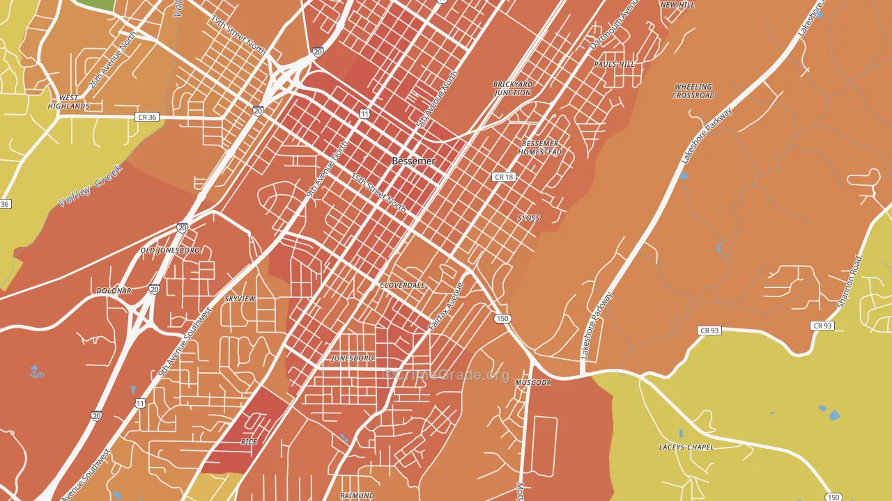 Longbrook Estates, Bessemer, AL Map of Murder Rates