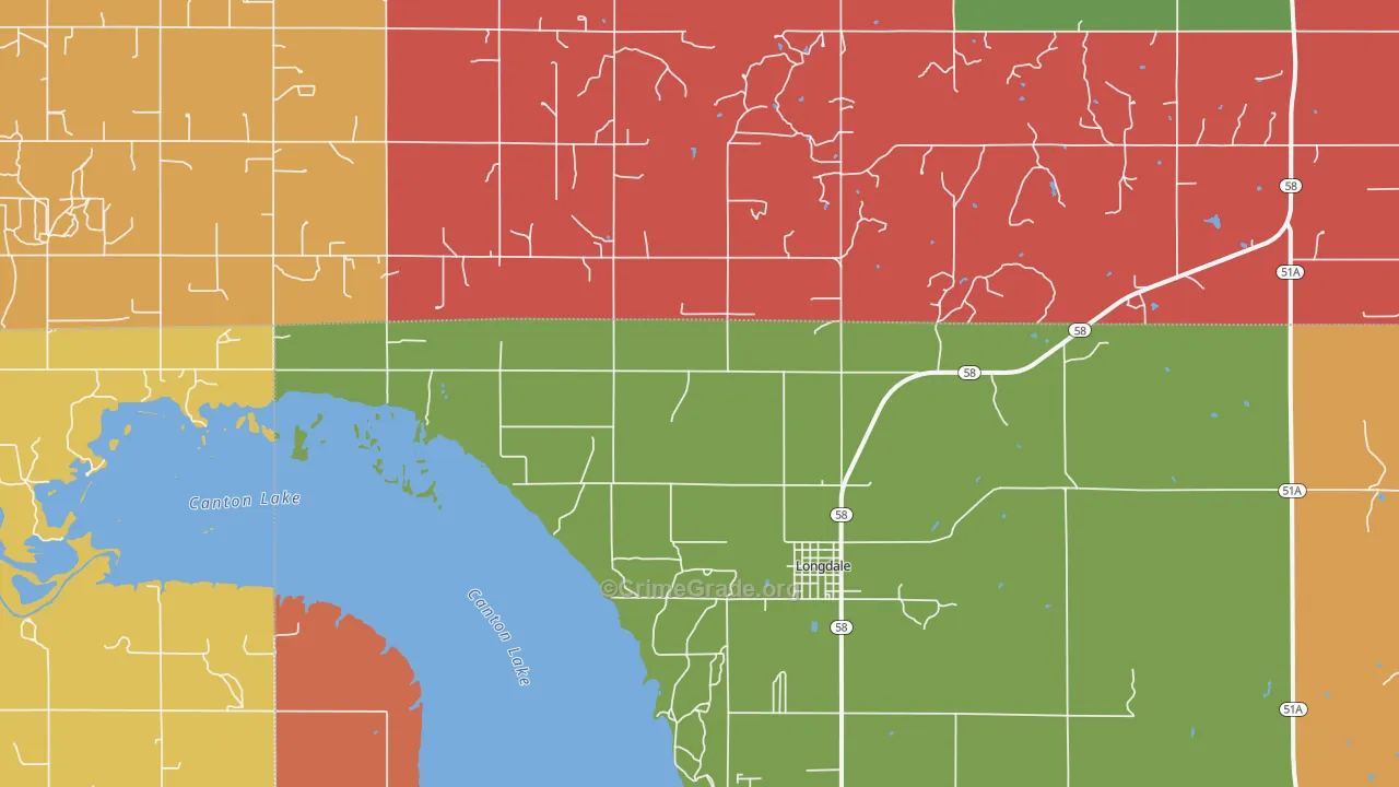 Longdale, OK Map of Murder Rates