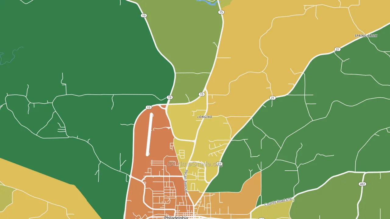 Longino, MS Map of Murder Rates