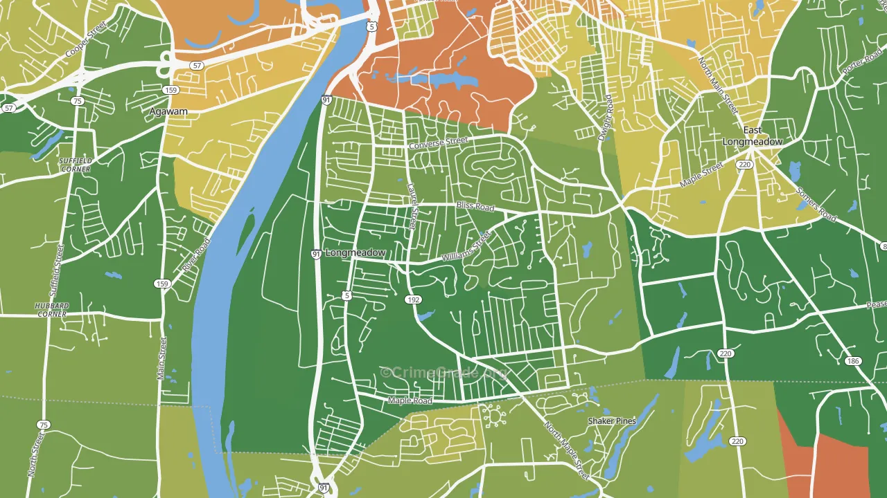 Longmeadow, MA Map of Murder Rates