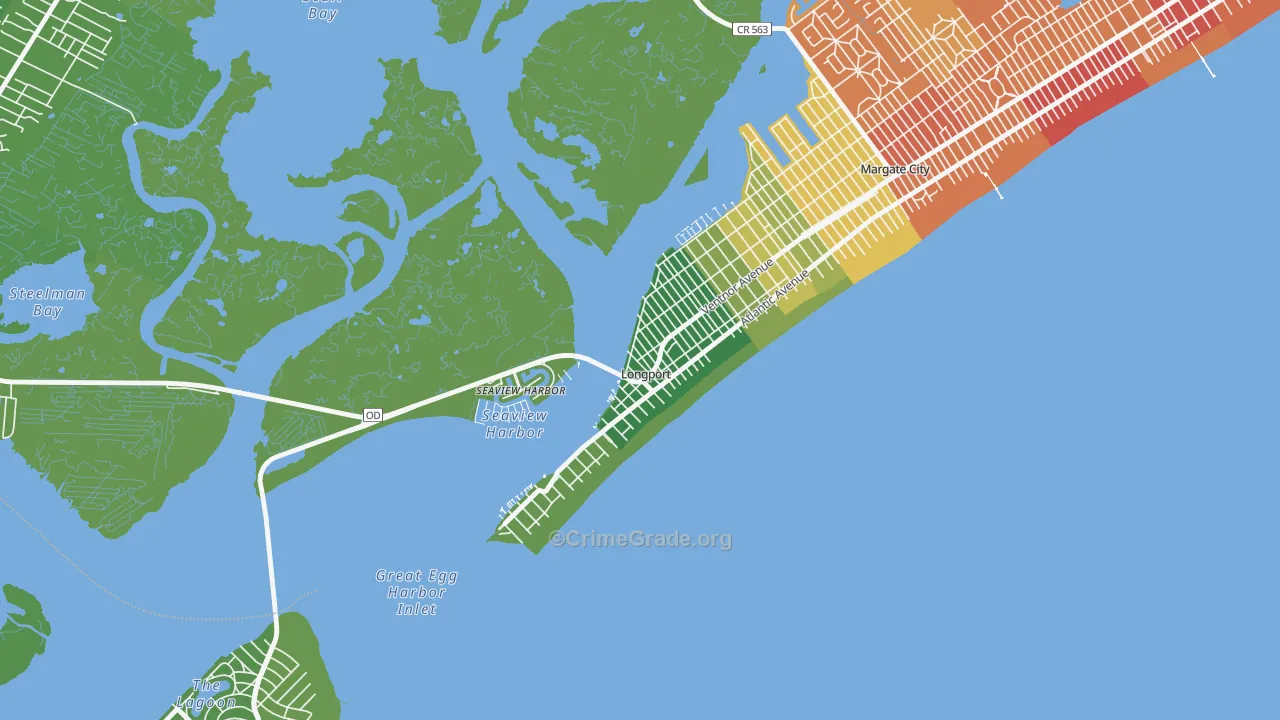 Longport, NJ Map of Murder Rates
