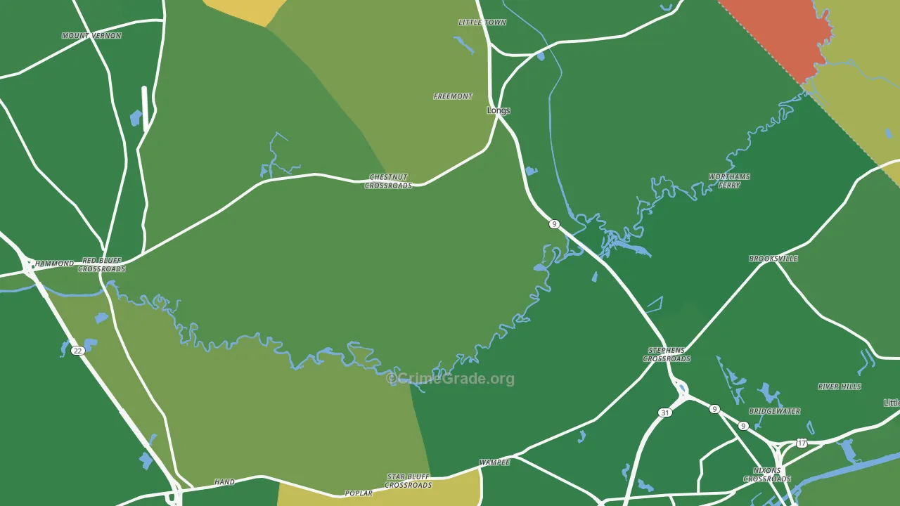 Longs, SC Map of Murder Rates