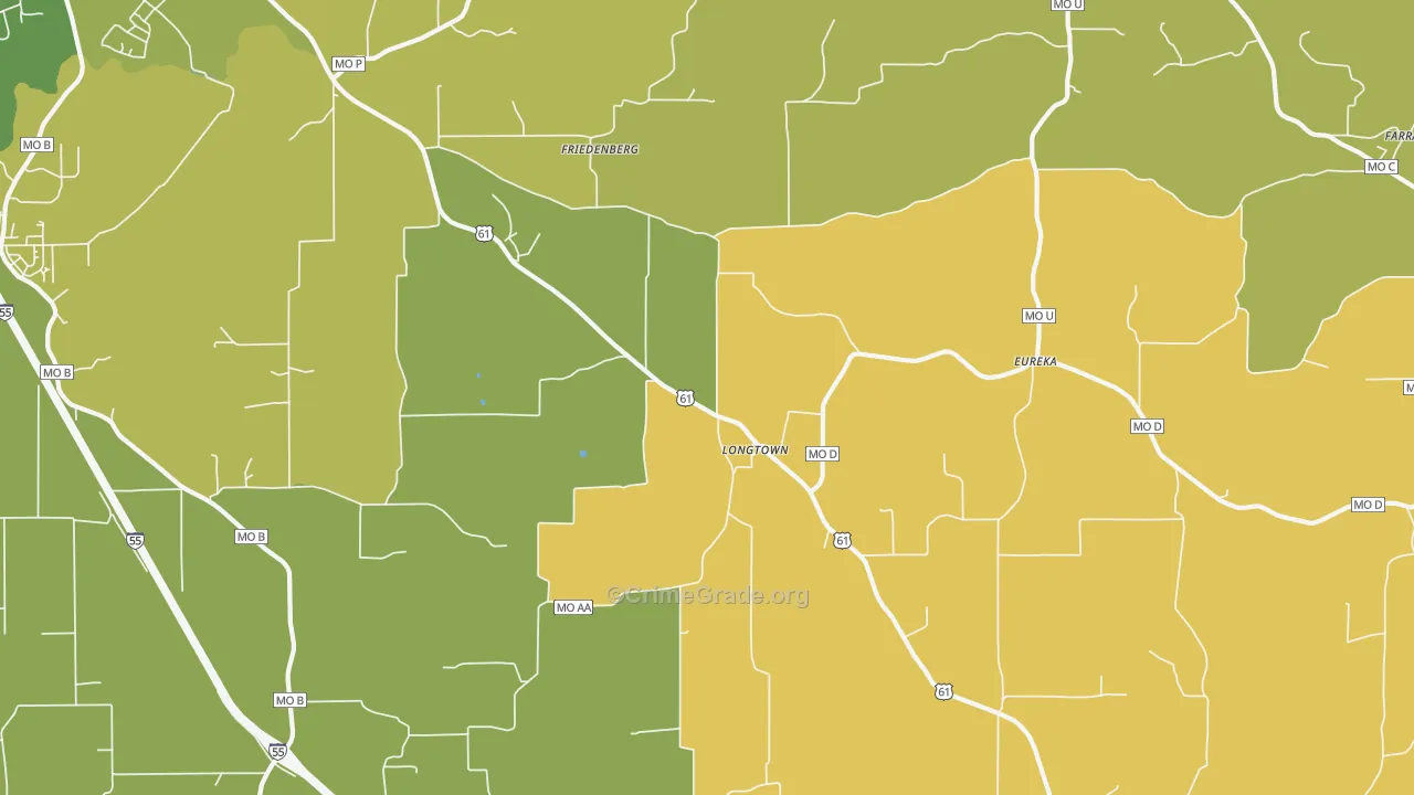 Longtown, MO Map of Murder Rates