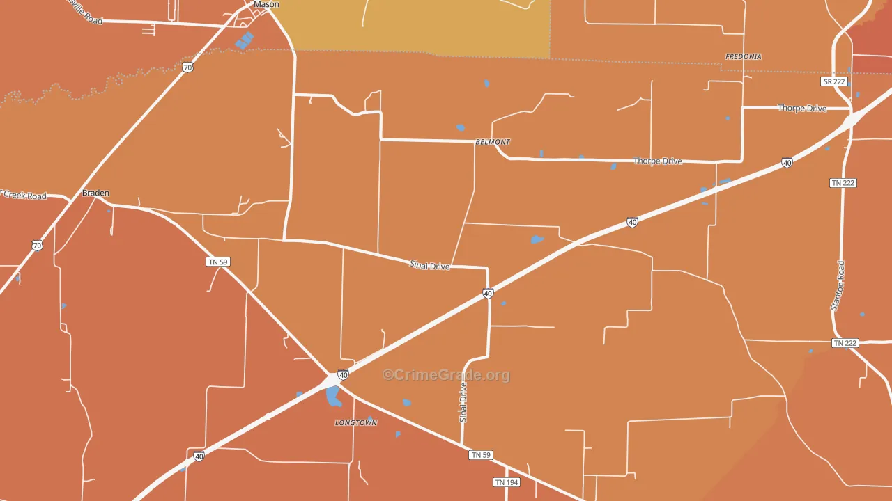 Longtown, TN Map of Murder Rates