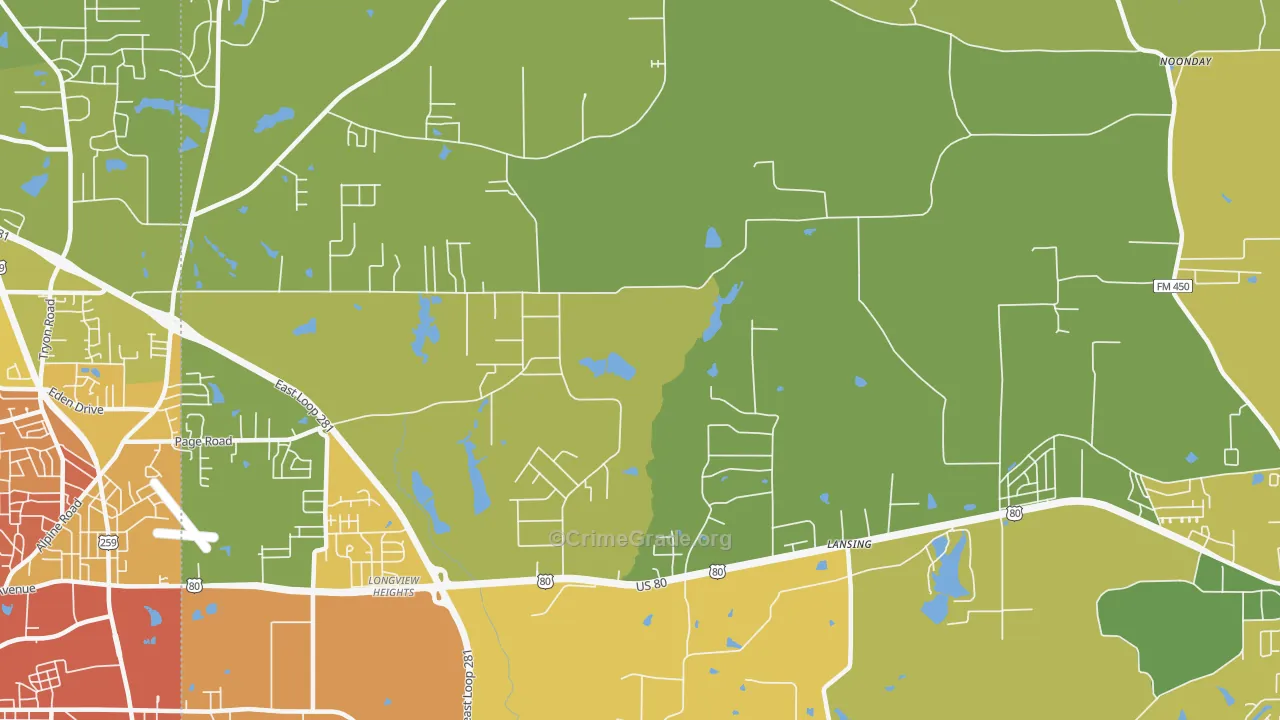 Longview Heights, TX Map of Murder Rates