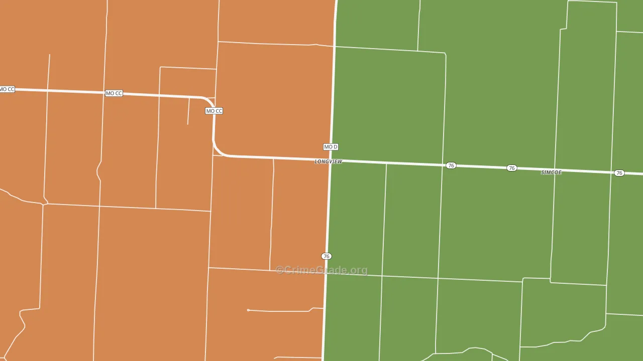 Longview, MO Map of Murder Rates