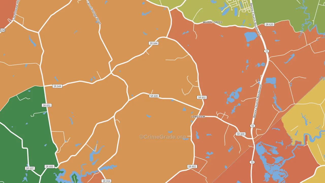 Longview, VA Map of Murder Rates