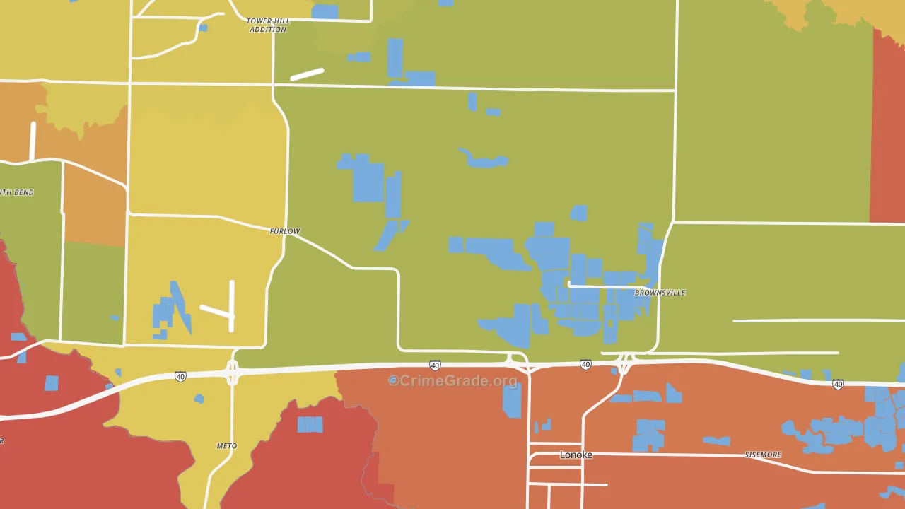 Lonoke, AR Map of Murder Rates