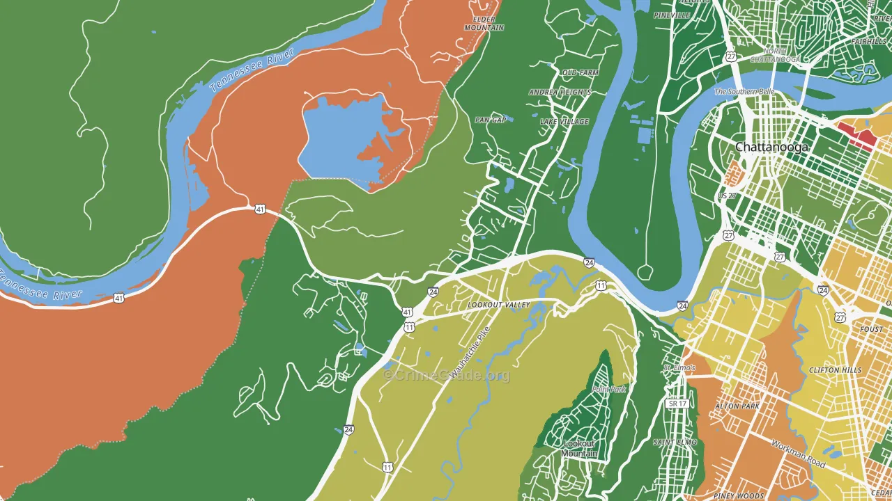 Lookout Valley, Chattanooga, TN Map of Murder Rates