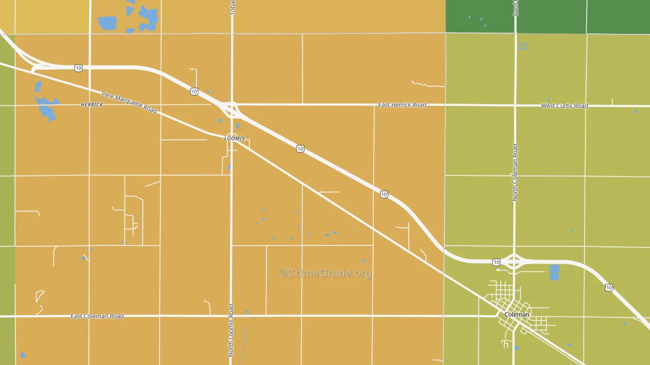 Loomis, MI Map of Murder Rates