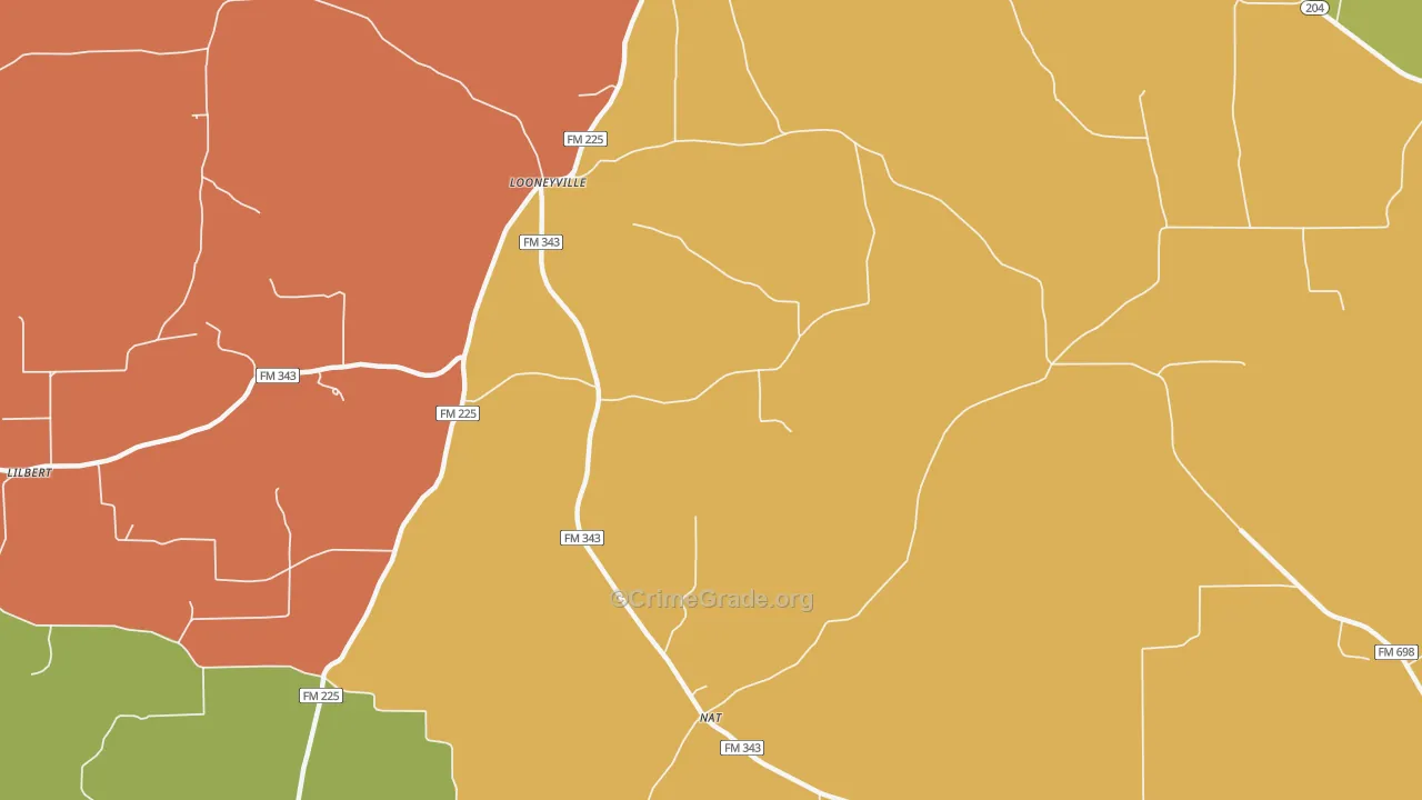 Looneyville, TX Map of Murder Rates