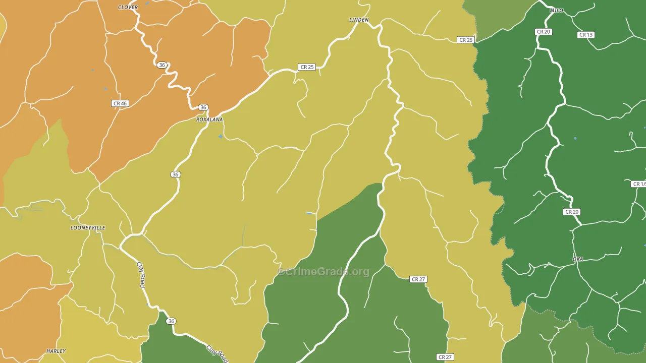 Looneyville, WV Map of Murder Rates