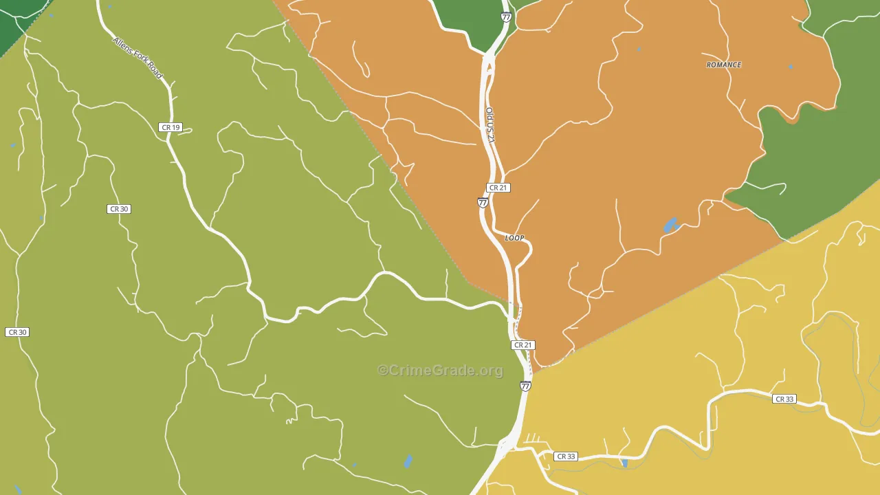 Loop, WV Map of Murder Rates