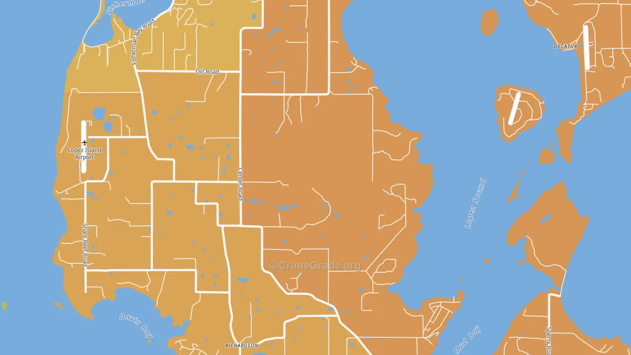 Lopez Island, WA Map of Murder Rates