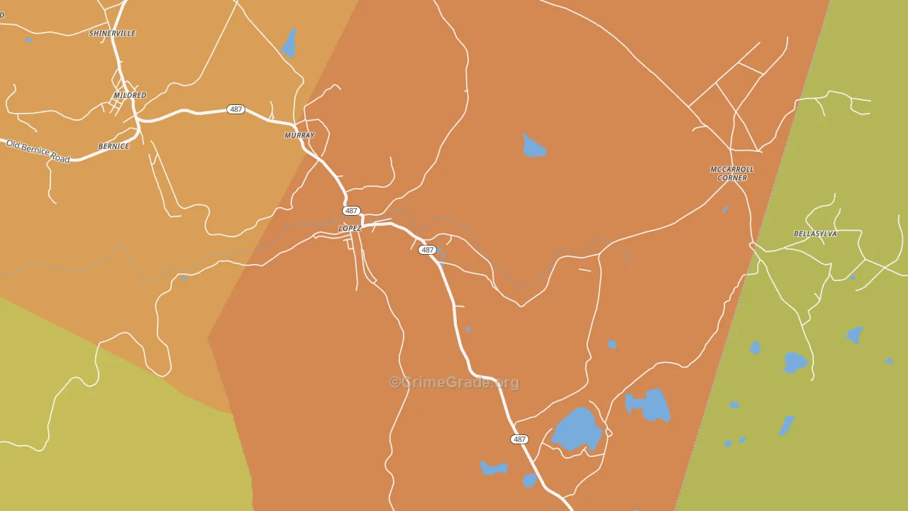Lopez, PA Map of Murder Rates