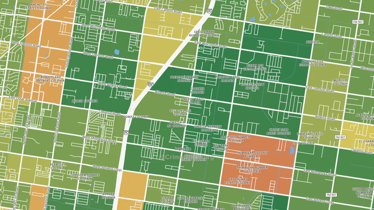 Lopezville, TX Map of Murder Rates