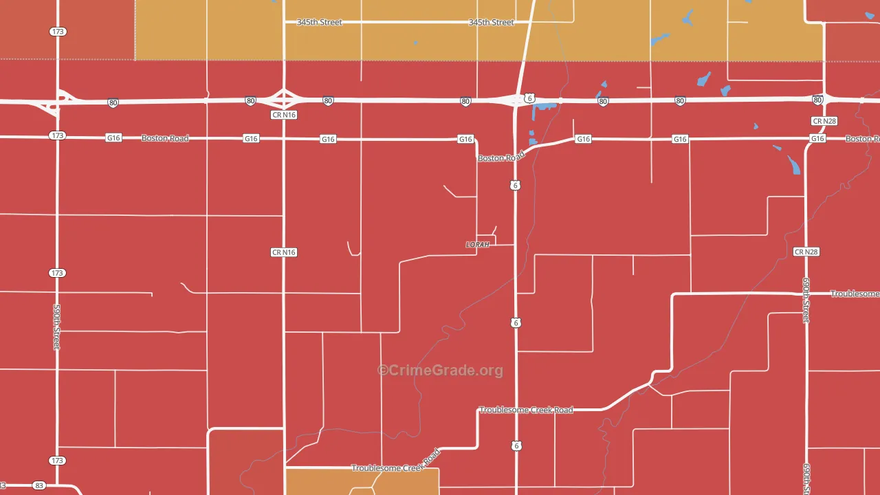 Lorah, IA Map of Murder Rates