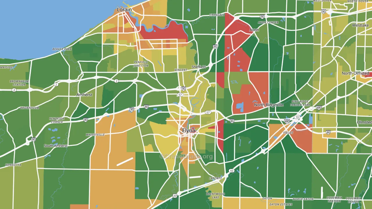 Lorain County, OH Map of Murder Rates