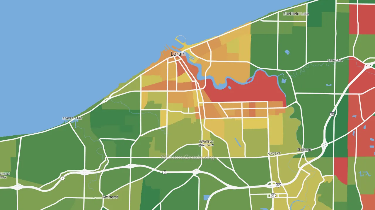 Lorain, OH Map of Murder Rates
