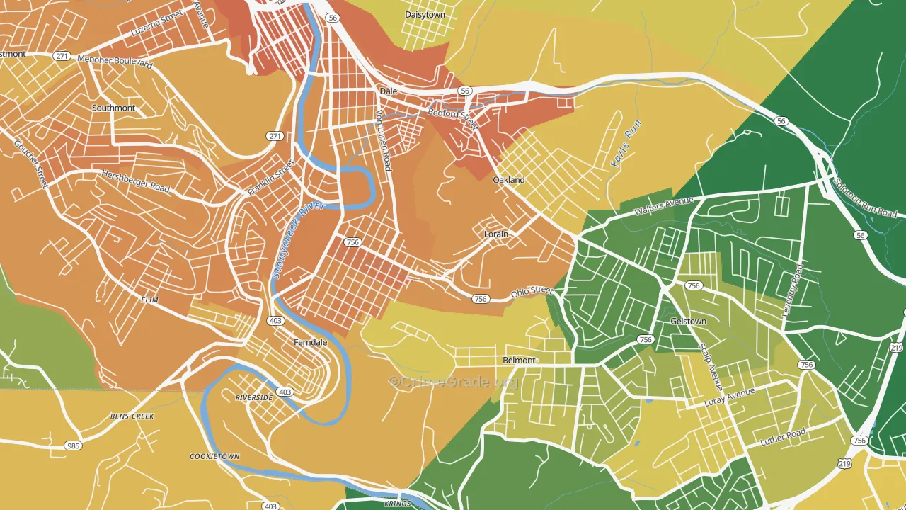 Lorain, PA Map of Murder Rates