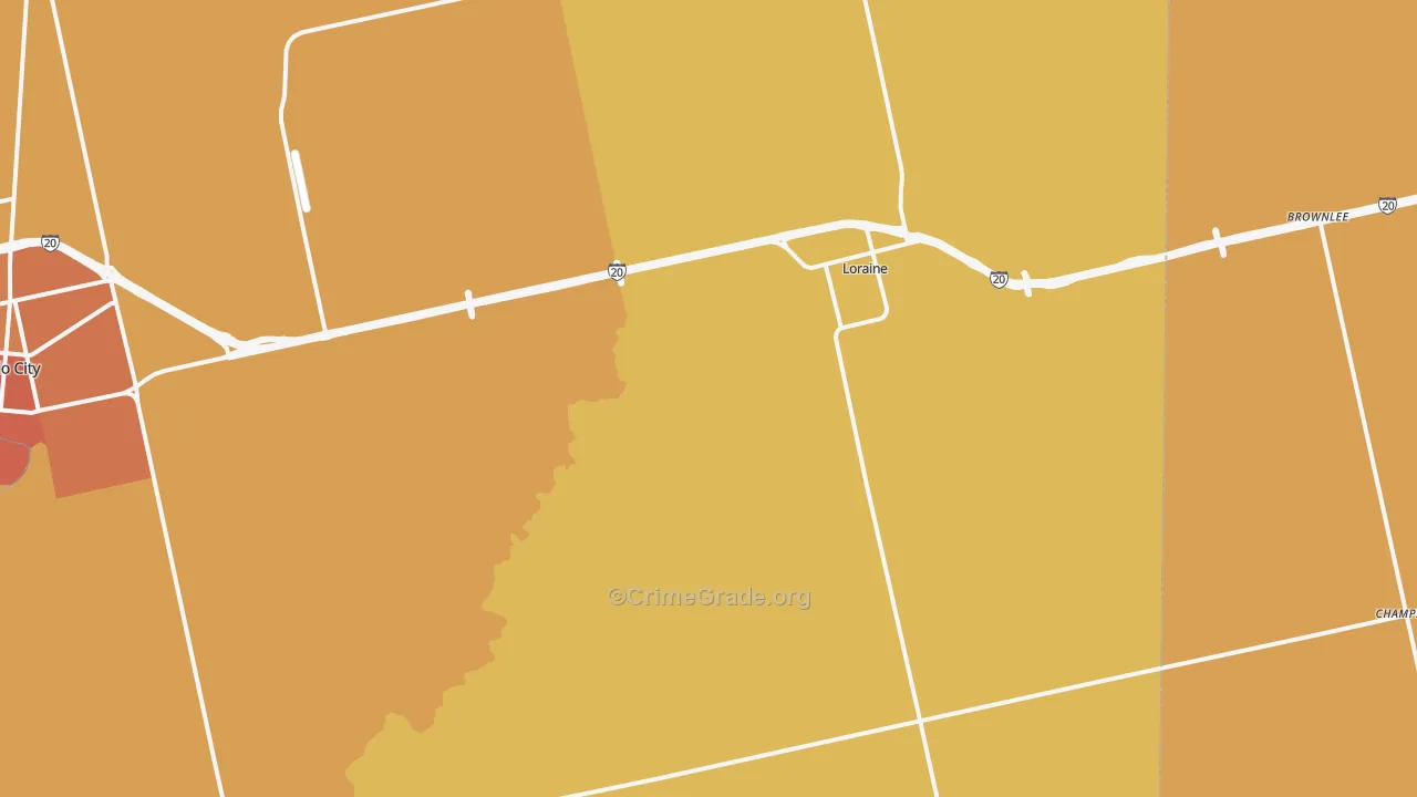 Loraine, TX Map of Murder Rates