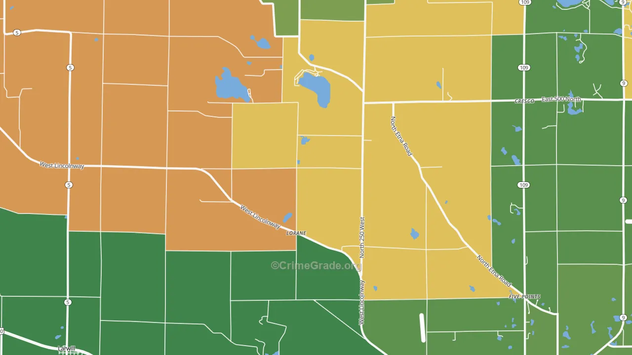 Lorane, IN Map of Murder Rates