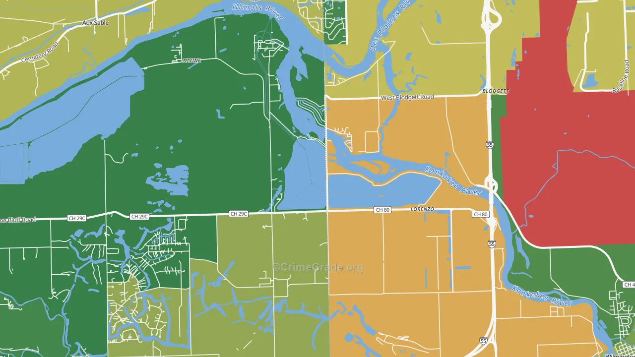 Lorenzo, IL Map of Murder Rates