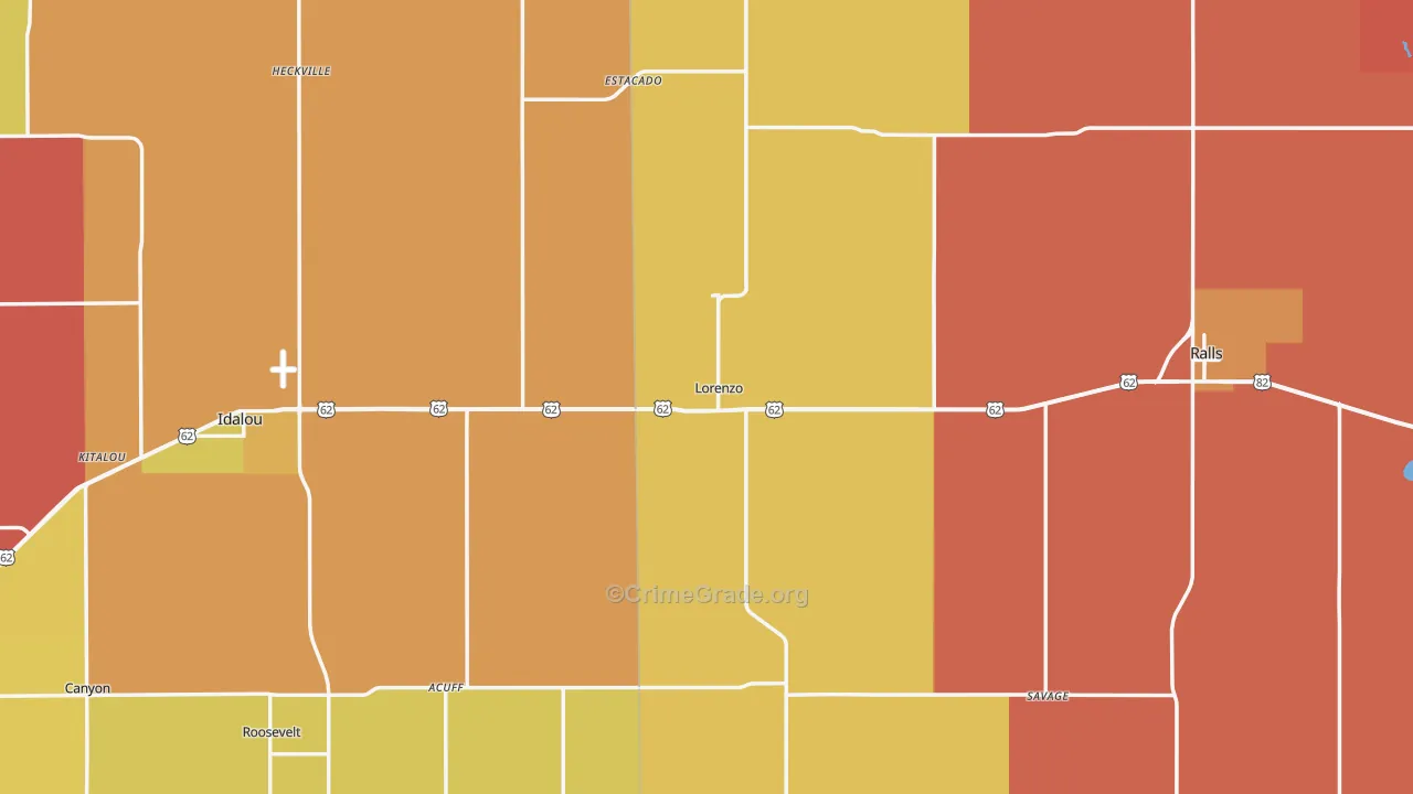 Lorenzo, TX Map of Murder Rates
