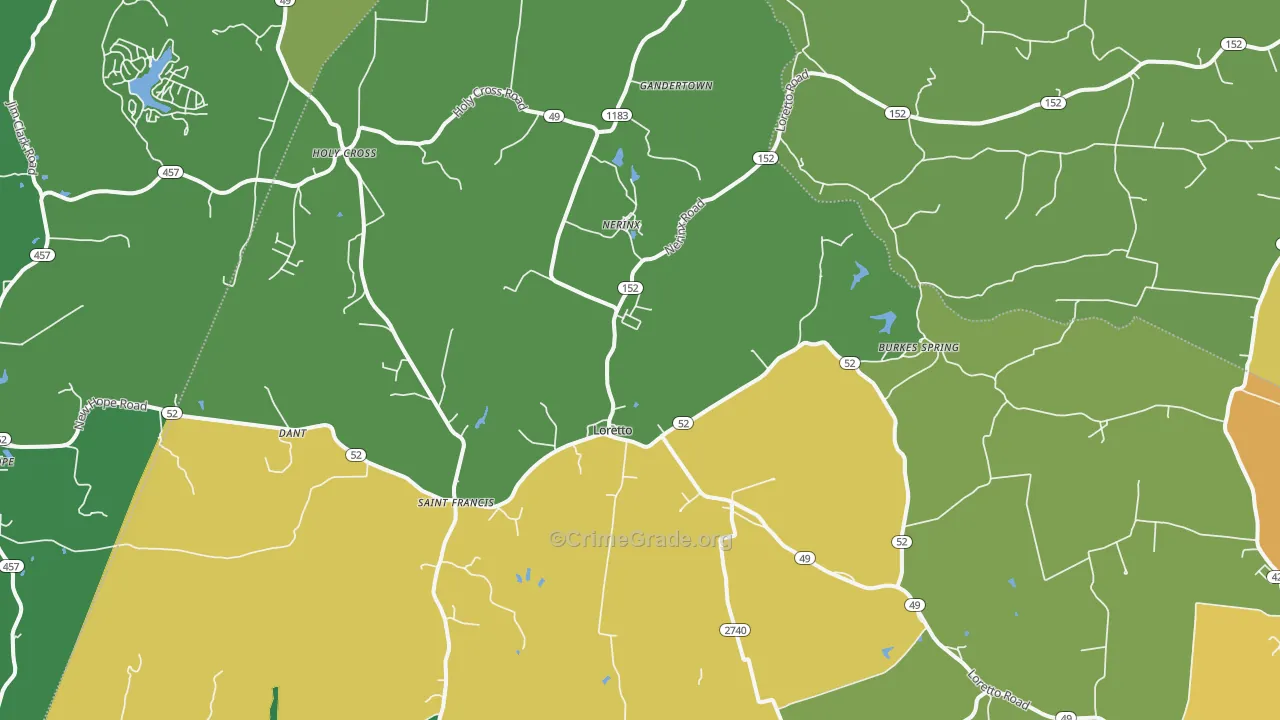 Loretto, KY Map of Murder Rates