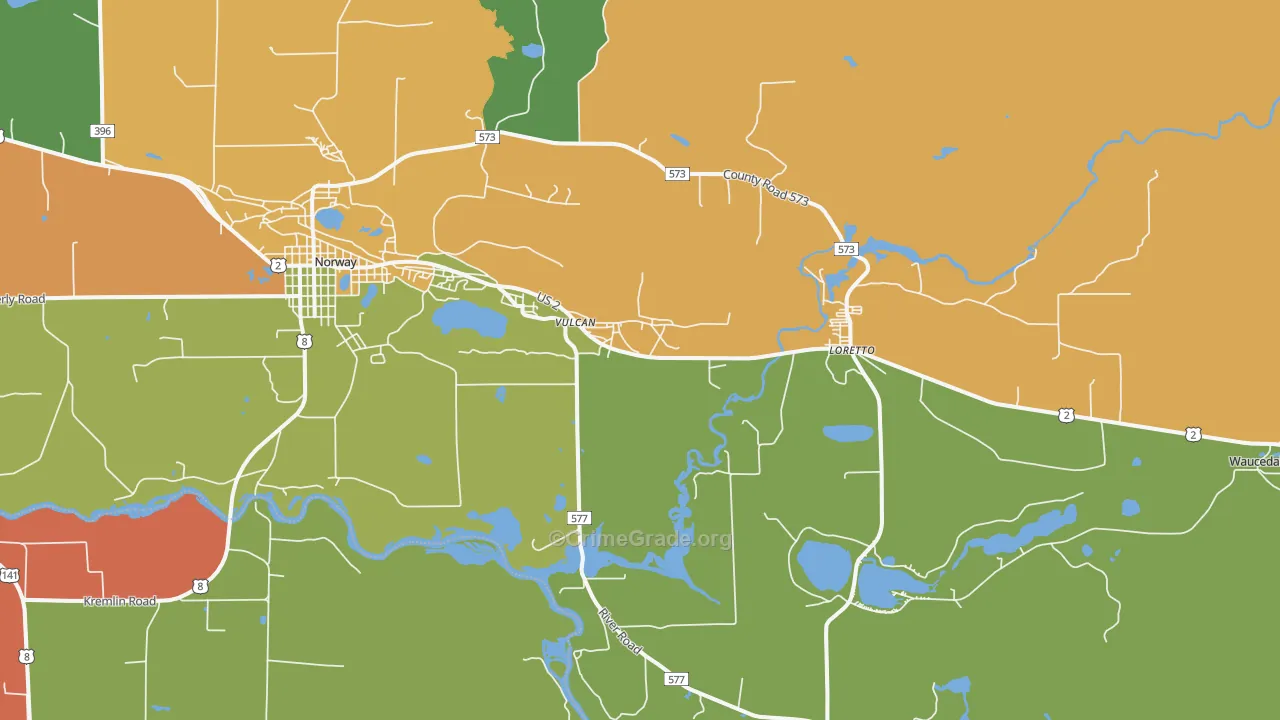 Loretto, MI Map of Murder Rates