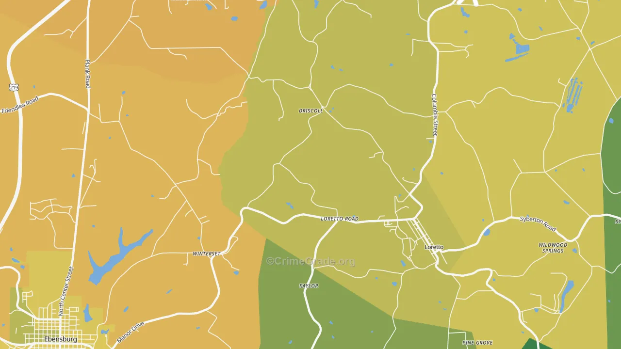 Loretto Road, PA Map of Murder Rates