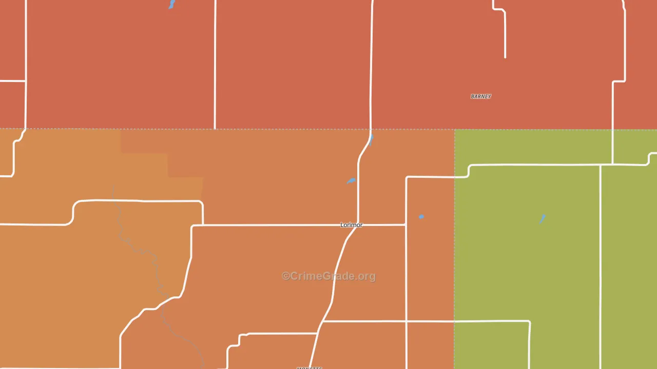 Lorimor, IA Map of Murder Rates