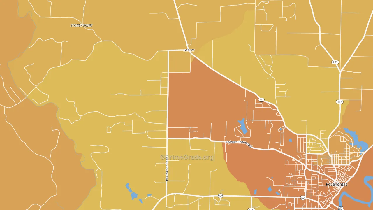 Lorine, AR Map of Murder Rates