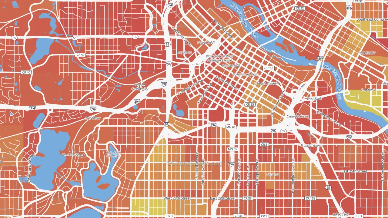 Loring Park, Minneapolis, MN Map of Murder Rates