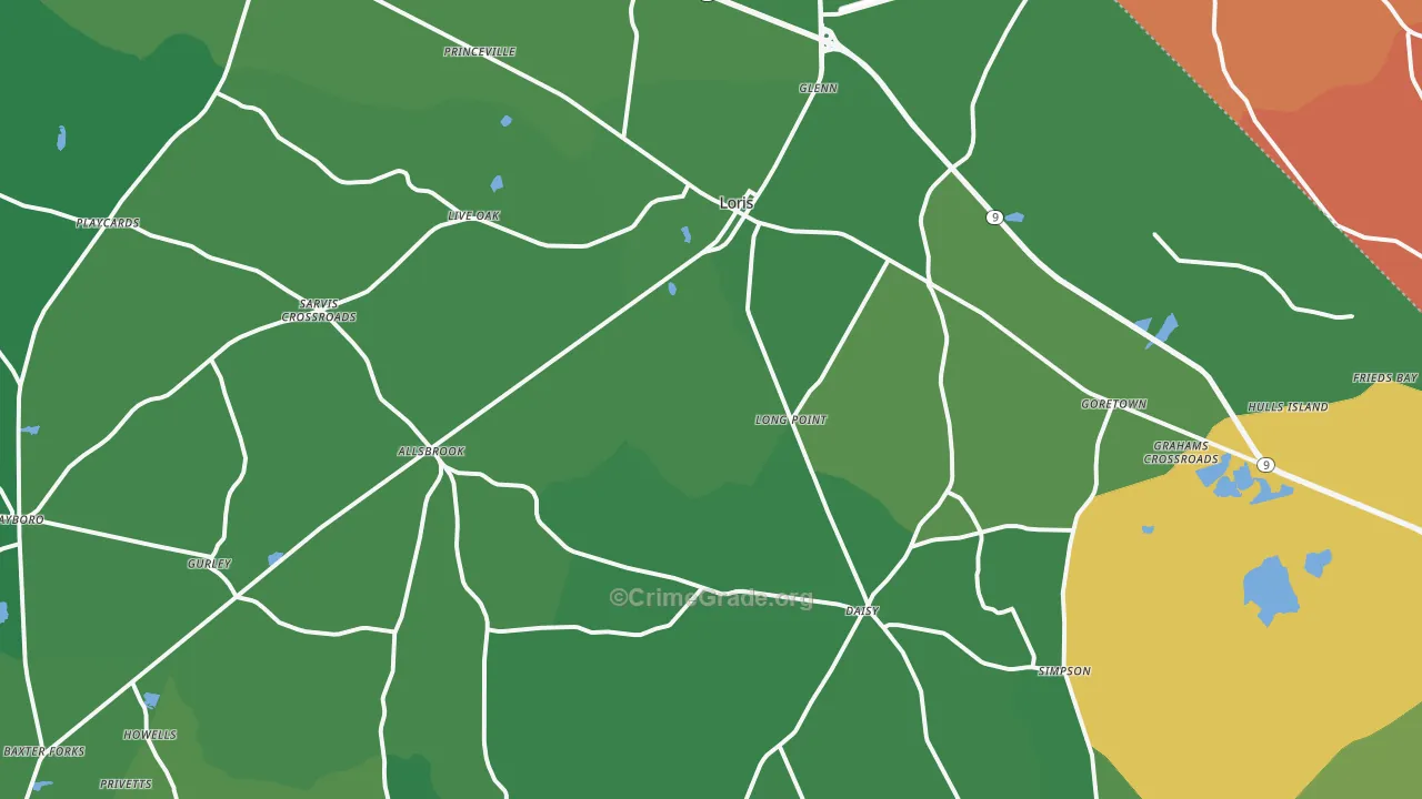 Loris, SC Map of Murder Rates