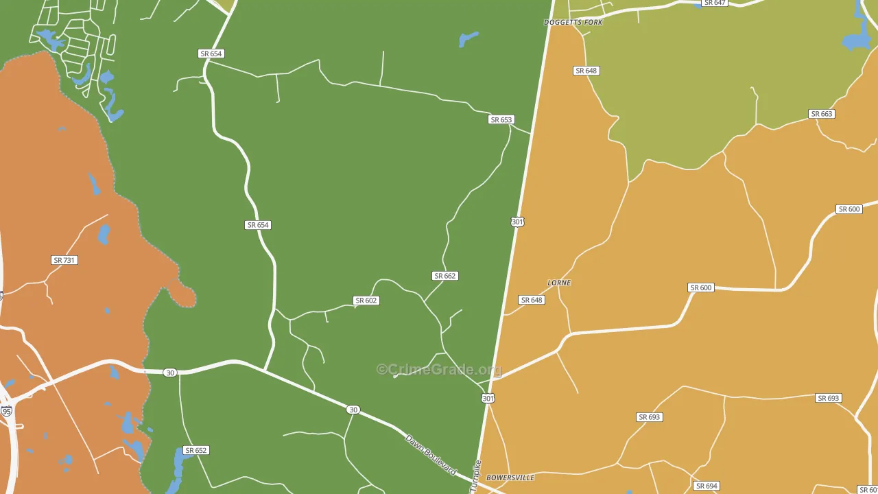 Lorne, VA Map of Murder Rates