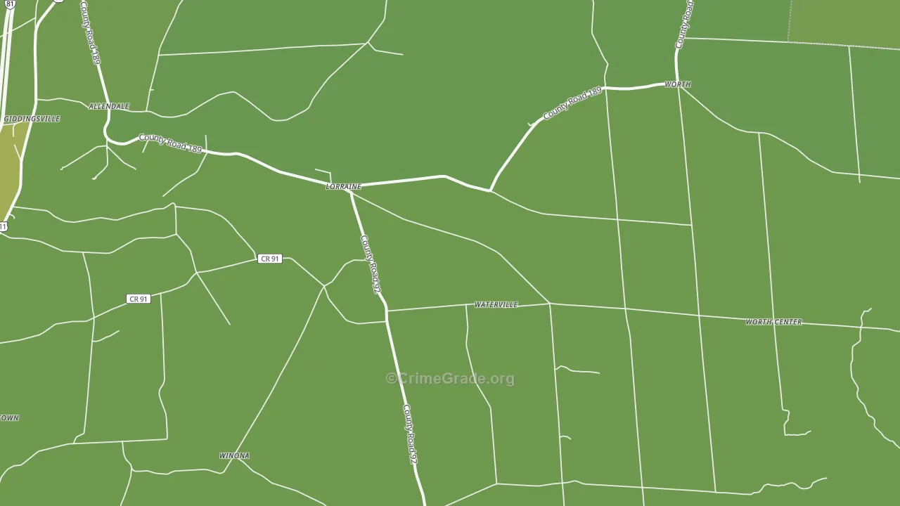 Lorraine, NY Map of Murder Rates