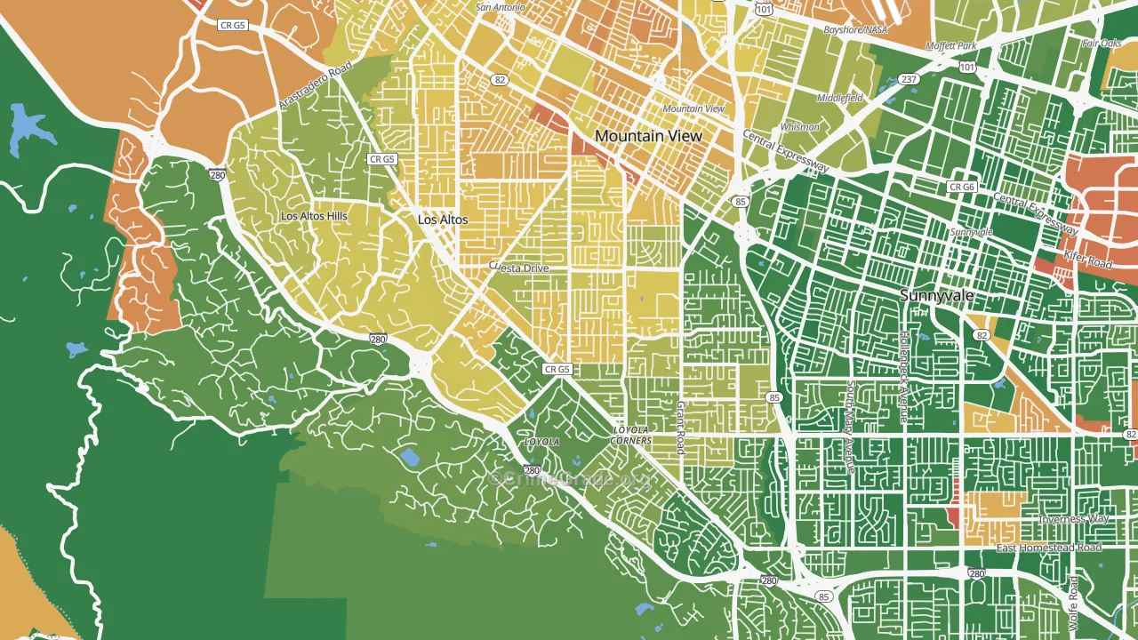 Los Altos, CA Map of Murder Rates