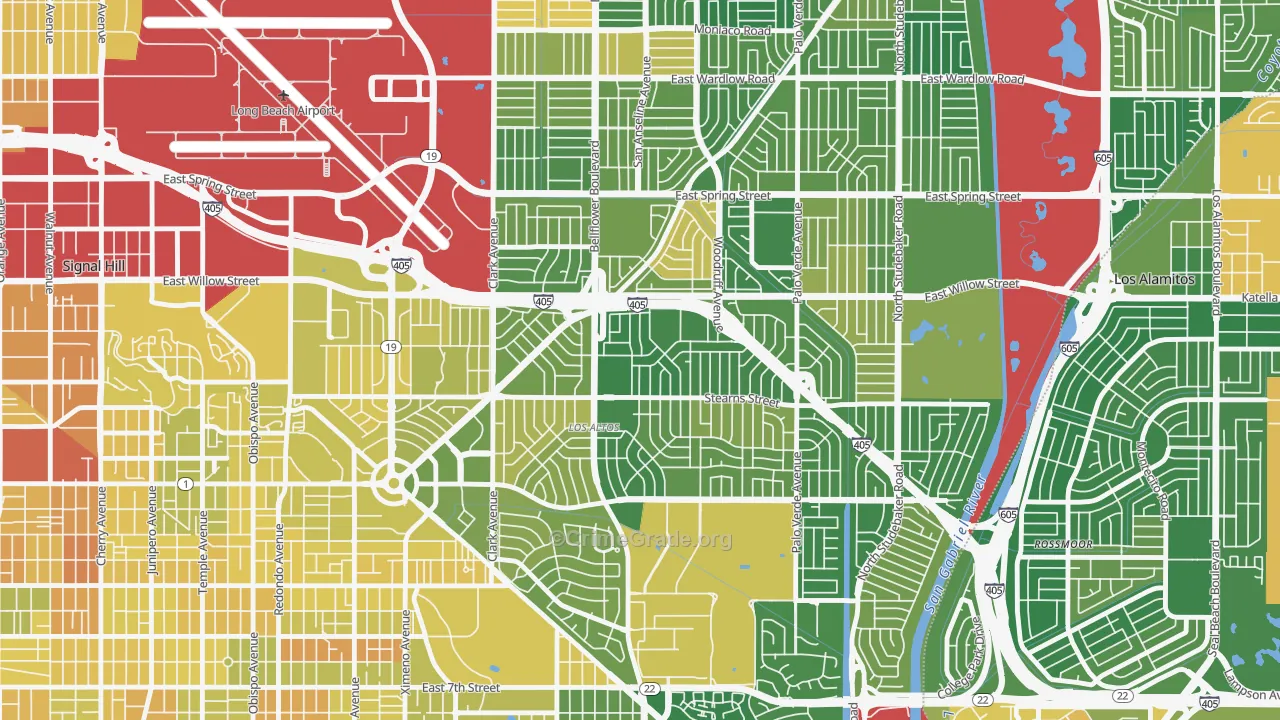 Los Altos, Long Beach, CA Map of Murder Rates